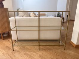 Regal / Konsolentisch Metall Glas goldfarben