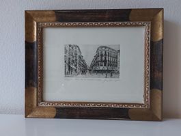 orig. Radierung  27/125  "Plaza de la Constitutión"  Malaga