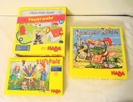 3 x HABA Kinderspiele: Feuerwehr, Zitterix, Rumpel-Ritter