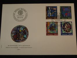 Pro Patria FDC 1970 Nr. 146 - 149  "Zeitgenössiche Glasgemäl
