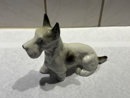 Sehr hübsche Porzellanfigur eines kleinen Terriers