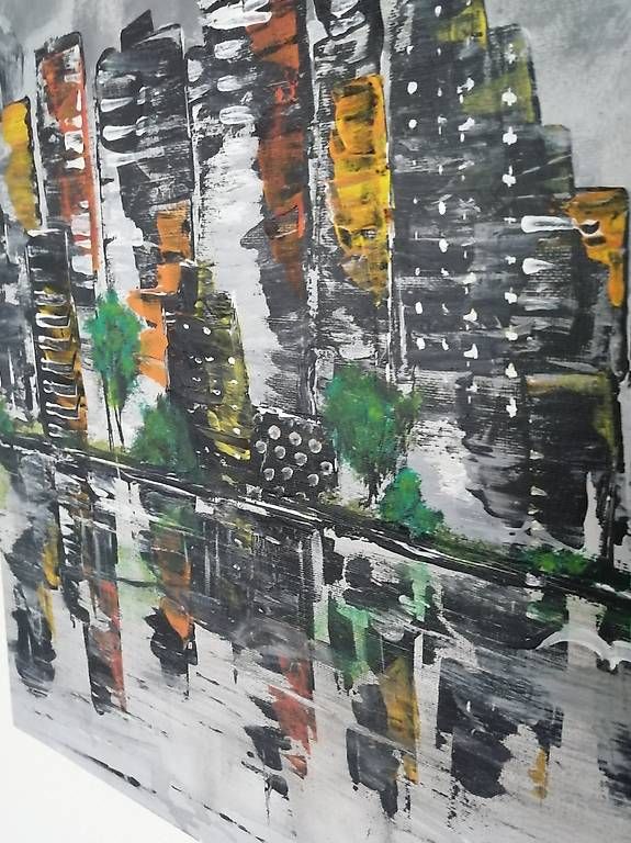 Dipinti: Acrylbilder Stadt nach Regen – Usato da Schaffhausen venduto da Sommerwind67 1