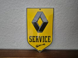 Emailschild Renault Service Logo Werkstatt Emaille Schild