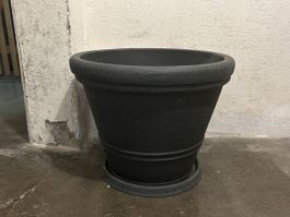 Grosser Schwarzer Planztopf mit Untersetzer!