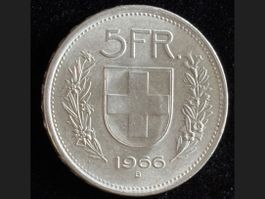 5 Fr. 1966 vorz. mit sehr schönem Stempelglanz!