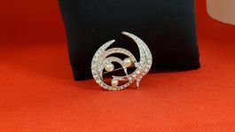 Elegante Vintage Brosche mit Strass und Perlen-Optik