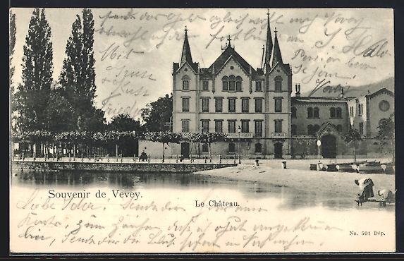 Cartoline postali: AK Vevey, Le Chateau, 1902 – Usato da Berlin venduto da bartko-reher
