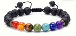 Chakra Armband mit Lavasteinen ( one Size)