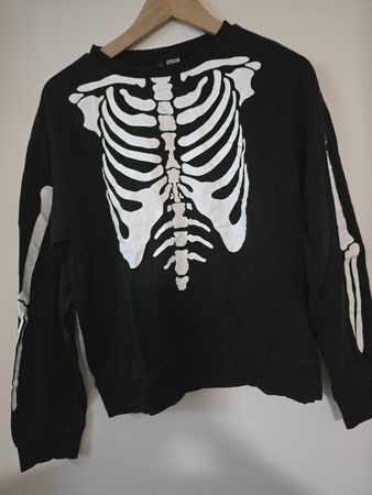 Pullover Skelett Motiv Schwarz Grösse M Divied H&M