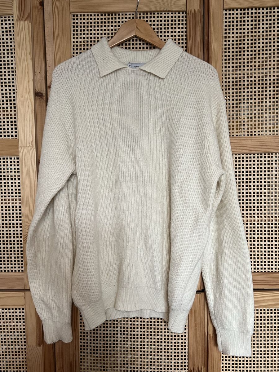 Lana: Weisser Polo Wollpullover,  Gr. L – Usato da Luzern venduto da closettheory