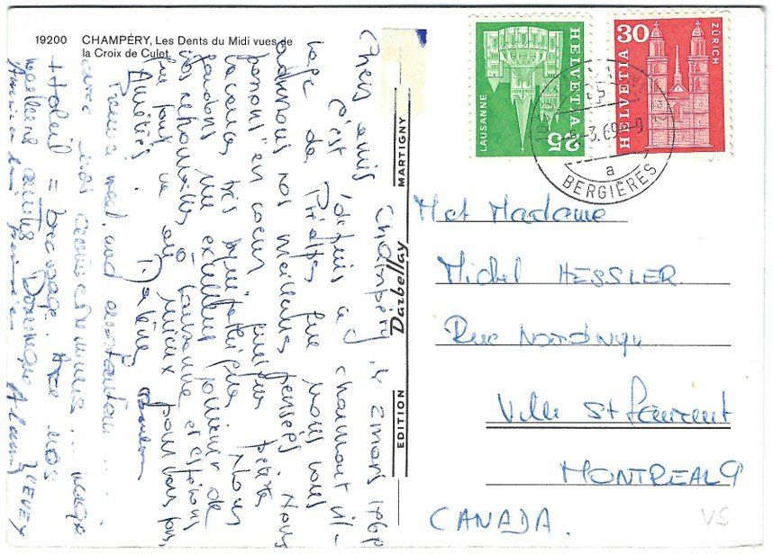 Ansichtskarten: Alte AK Champéry, Les Dents du Midi - 1969 – Gebraucht aus Rheinfelden von wil_m7gh 1