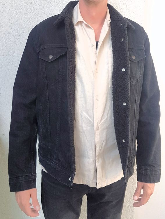 Jeansjacke Gefüttert Jeans Jacke 4xl Jeansjacke Mit Taschen Black