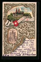 Litho Basel, Münster vom Rhein gesehen,