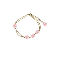 Edelstahl Armband 18K vergoldet Rosenquarz