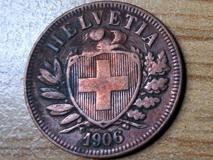 Tutti le monete: 2 Rappen 1906 - Selten! – Usato da Münchenstein venduto da purbach1 6