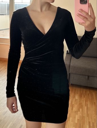 Mango Velvet Dress Black Size XS good Condition