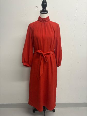Cefinn Kleid mit Gürtel Gr.40 langarm Vintage Stil Midikleid