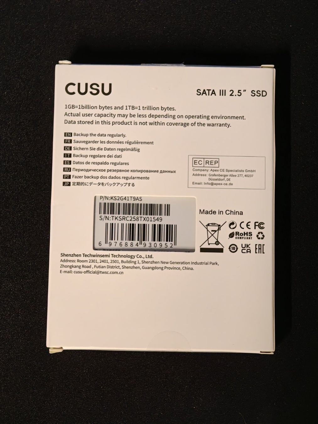 Dischi rigidi: CUSU C300 SATA III 2.5 SSD 1.92TB – Nuovo e nell'imballaggio originale da Matten b. Interl venduto da Techi-Store 1