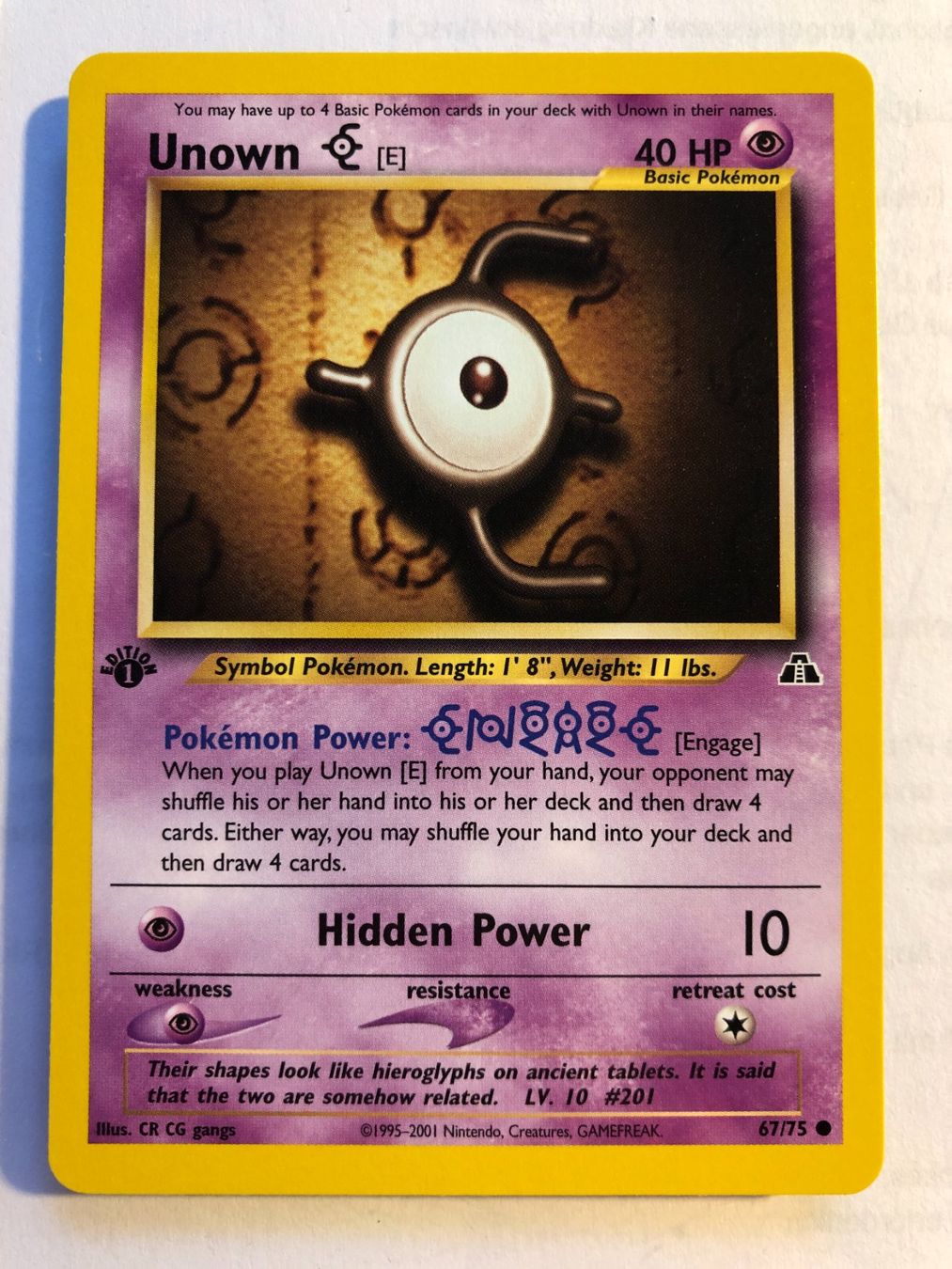 Sammelbilder & Trading cards: Unown E 1st Neo Discovery - MINT - ab 1.- – Gebraucht aus Giubiasco von dan_pr8b
