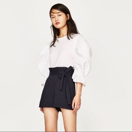 Paperbag Shorts schwarz XS/34 Zara