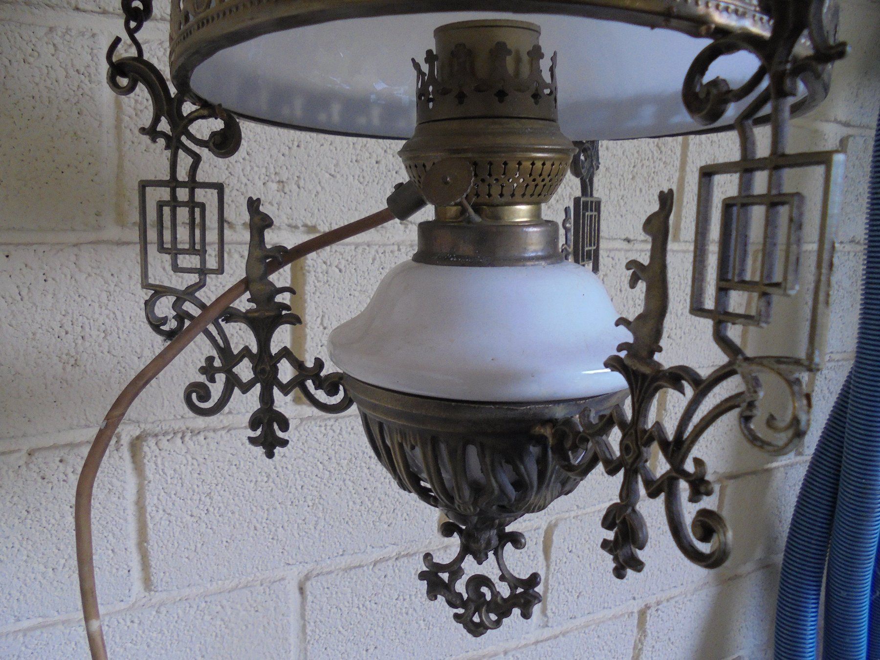 Lampade: Antike Wandpetroleumlampe, ca. 1930-40 – Usato da Camorino venduto da Hunpete 4