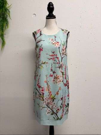 Ana Alcazar Kleid mintfarben Kirschblüten ärmellos blau