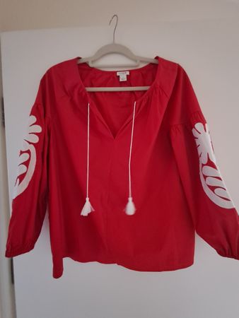 Jolie blouse rouge J.Crew brodée taille M pour l'été ☀️