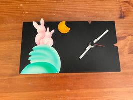 Orologio con conigli e luna decorazione