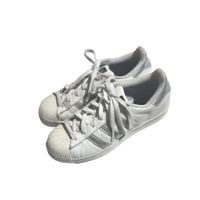 Adidas Superstar trainers, white with silver stripes, 39