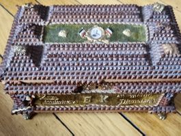 Antike Deutsche Tramp Art Box Militär 1900