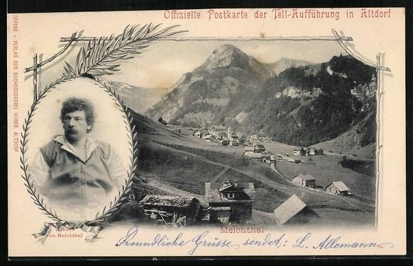 Cartoline postali: Melchthal, Gesamtansicht, Arnold von Mel – Usato da Berlin venduto da bartko-reher