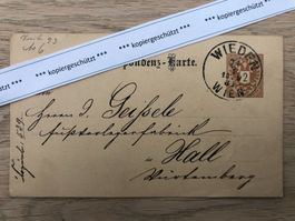 1884 Postkarte Österreich - Deutschland AK