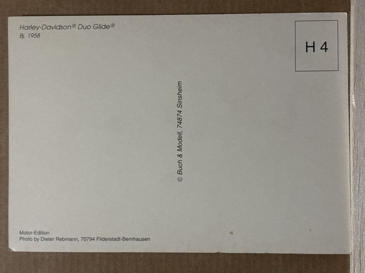 Cartoline postali: AK von Harley Davidson Duo Glide 1958 – Usato da Rümlang venduto da Kartenpost1 1