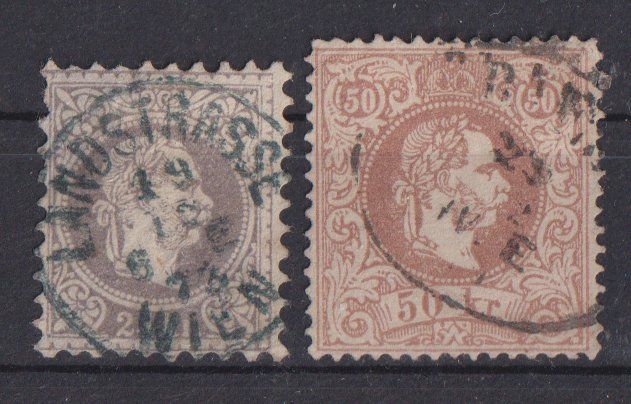 Alle Briefmarken: Österreich 1867 - 2 Werte - Kat. 170.-- billigst – Gebraucht aus Eschlikon TG von PhilCon