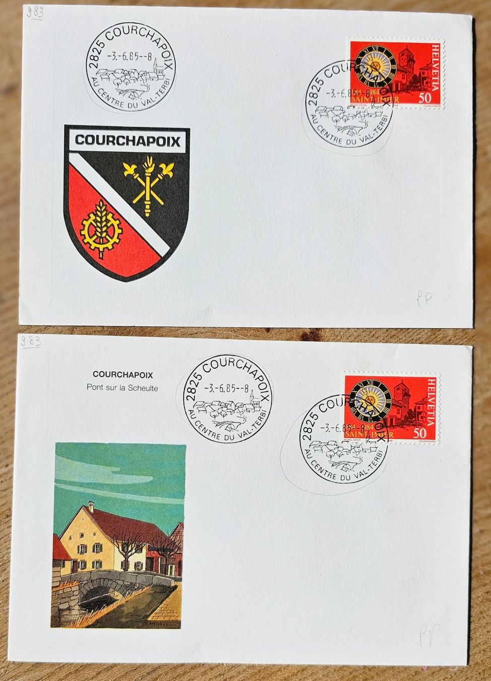 Tous les timbres: 2 Sst Briefe COURCHAPOIX  3.6.85 – Neuf (Voir description) à Les Valettes par Nuba1
