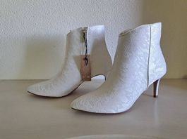 Hochzeitsschuhe 39 Stiefeletten Stilettos weiss 