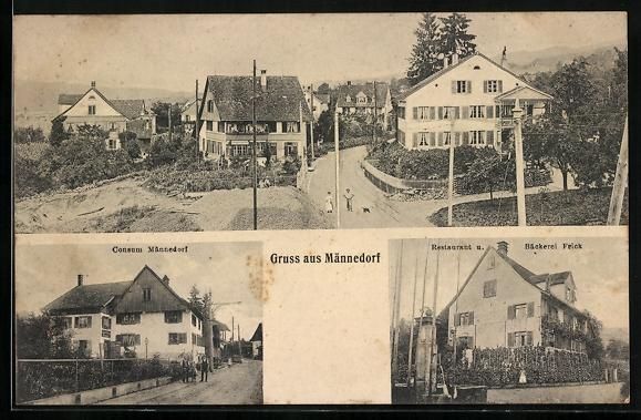 Cartoline postali: Männedorf, Restaurant und Bäckerei Fri – Usato da Berlin venduto da bartko-reher