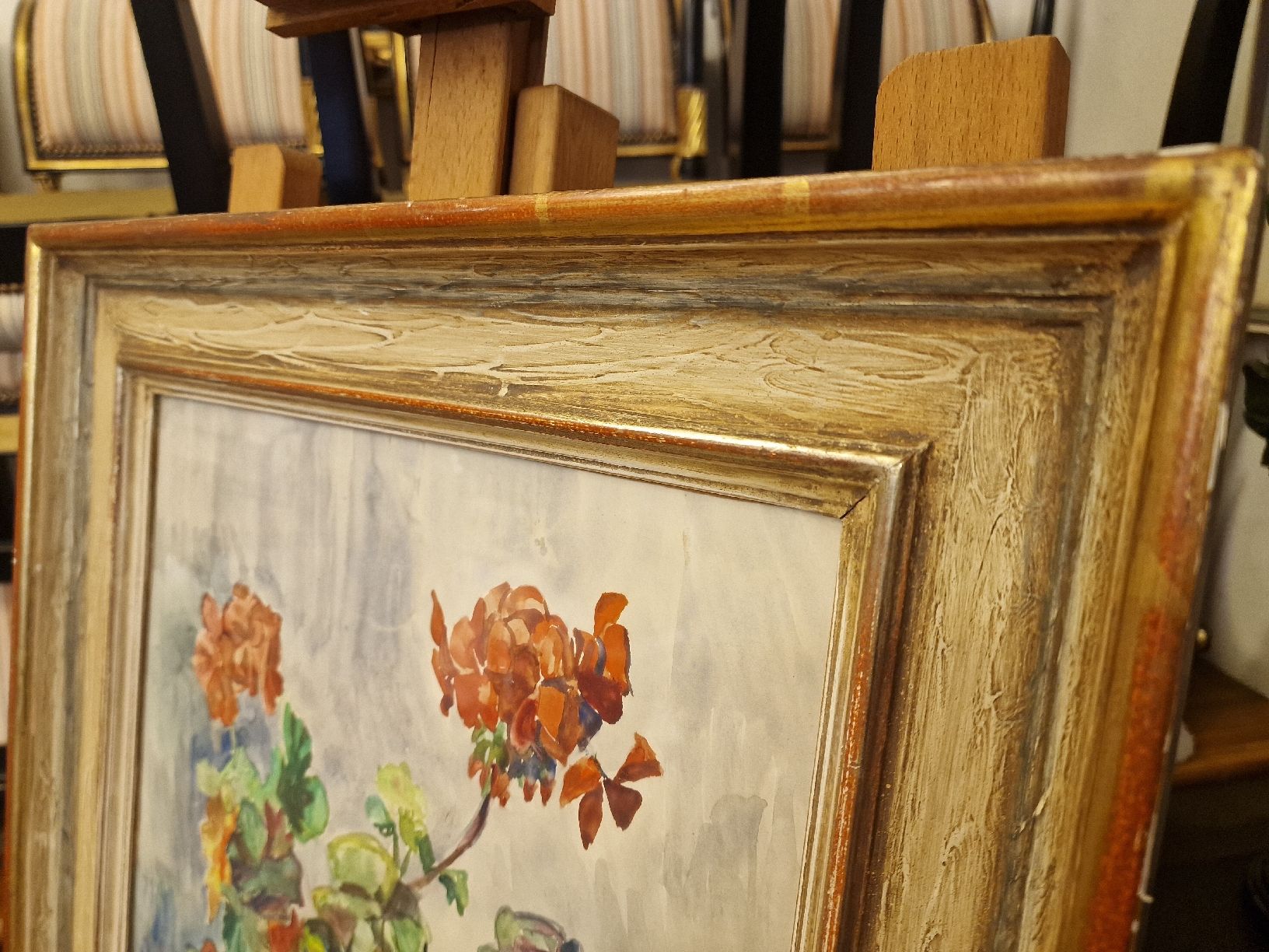 Dipinti: (G.Weber) Aquarell Geranien Blumenbild – Usato da BERN venduto da Intarsia 5