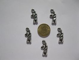 6 Schmuckanhänger metall, Bär mit Blume