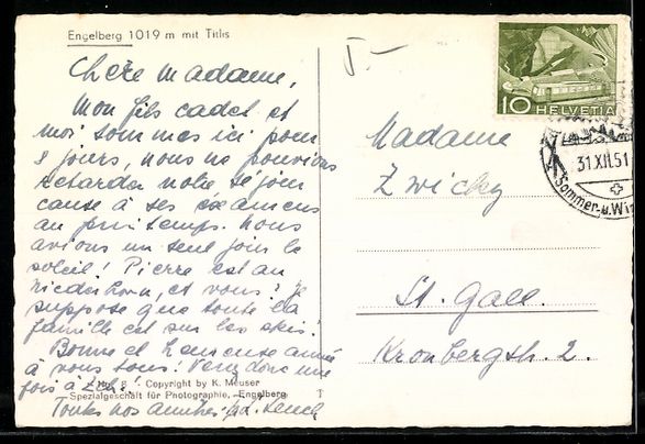 Cartoline postali: Engelberg, Ortsansicht im Schnee mit Tit – Usato da Berlin venduto da bartko-reher 1