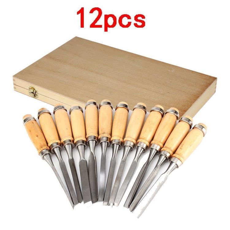 6-teiliger Schnitzbeitel Set - Holz Schnitzen Mit Verschiedenen Meißeln In Holzkiste