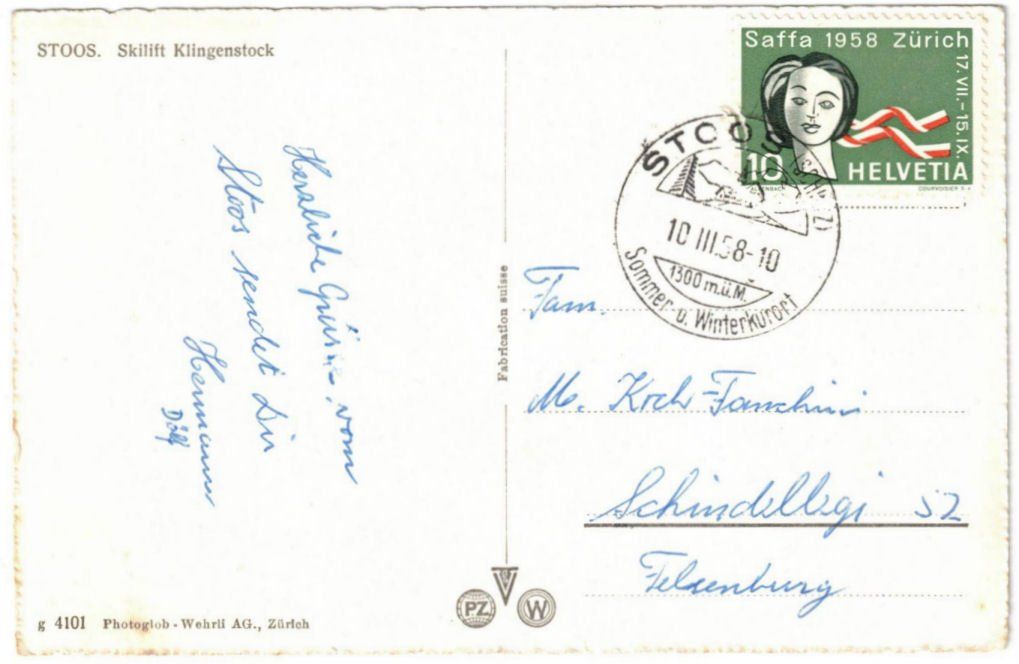 Cartoline postali: Stoos - Skilift Klingenstock – Usato da Binningen venduto da Mountainrider 1
