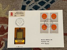 1 Erstagsbrief LI Einschreiben Viererblock 1970