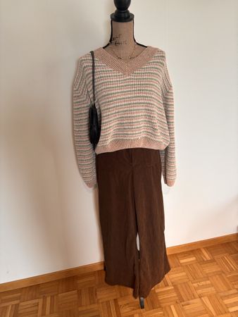 Trendiger Strickpullover, Beige/Grün, perfekt für Herbst!