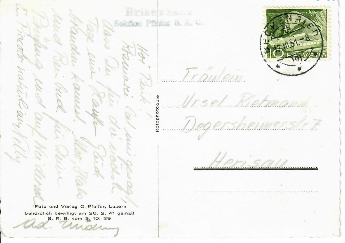 Cartoline postali: Brisenhaus  1951 – Usato da Hochdorf venduto da Ziegel-16 1