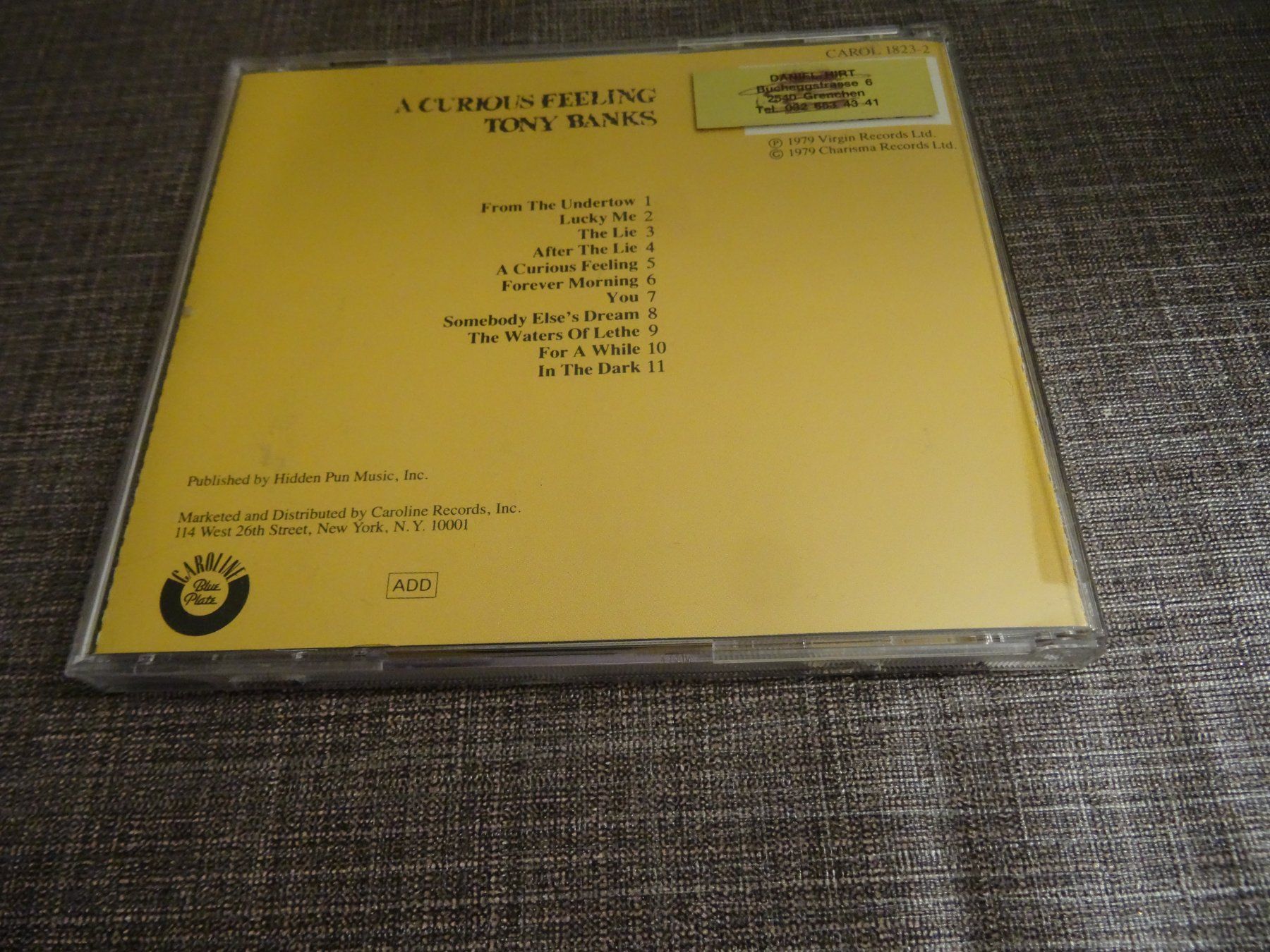 CDs: Tony Banks - A Curious Feeling - CD – D'occasion à Olten par Disc-Ausverkauf 1