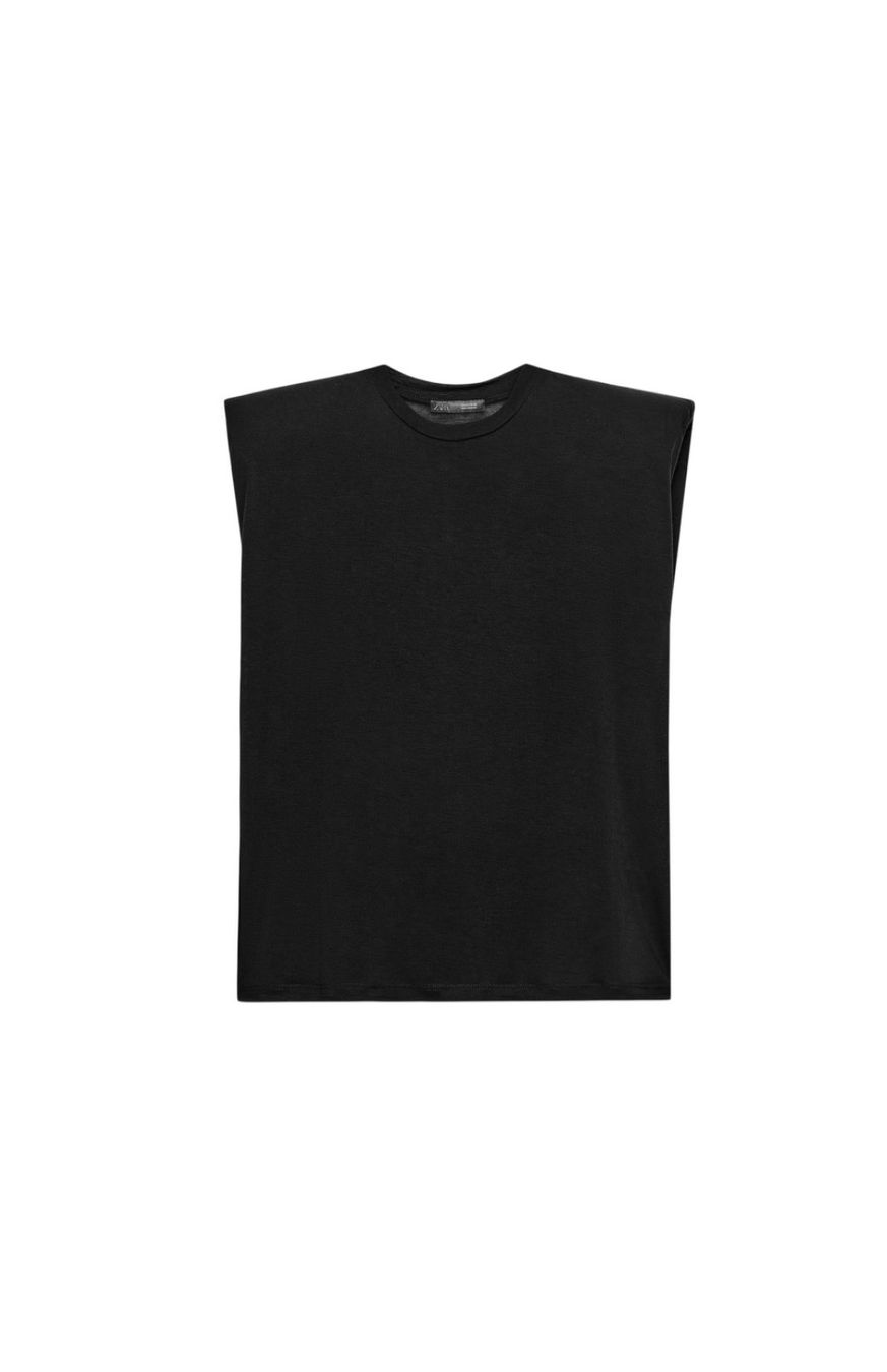 Zara Top: Zara Black padded shoulder top – Usato da Zürich venduto da Eb_ 2