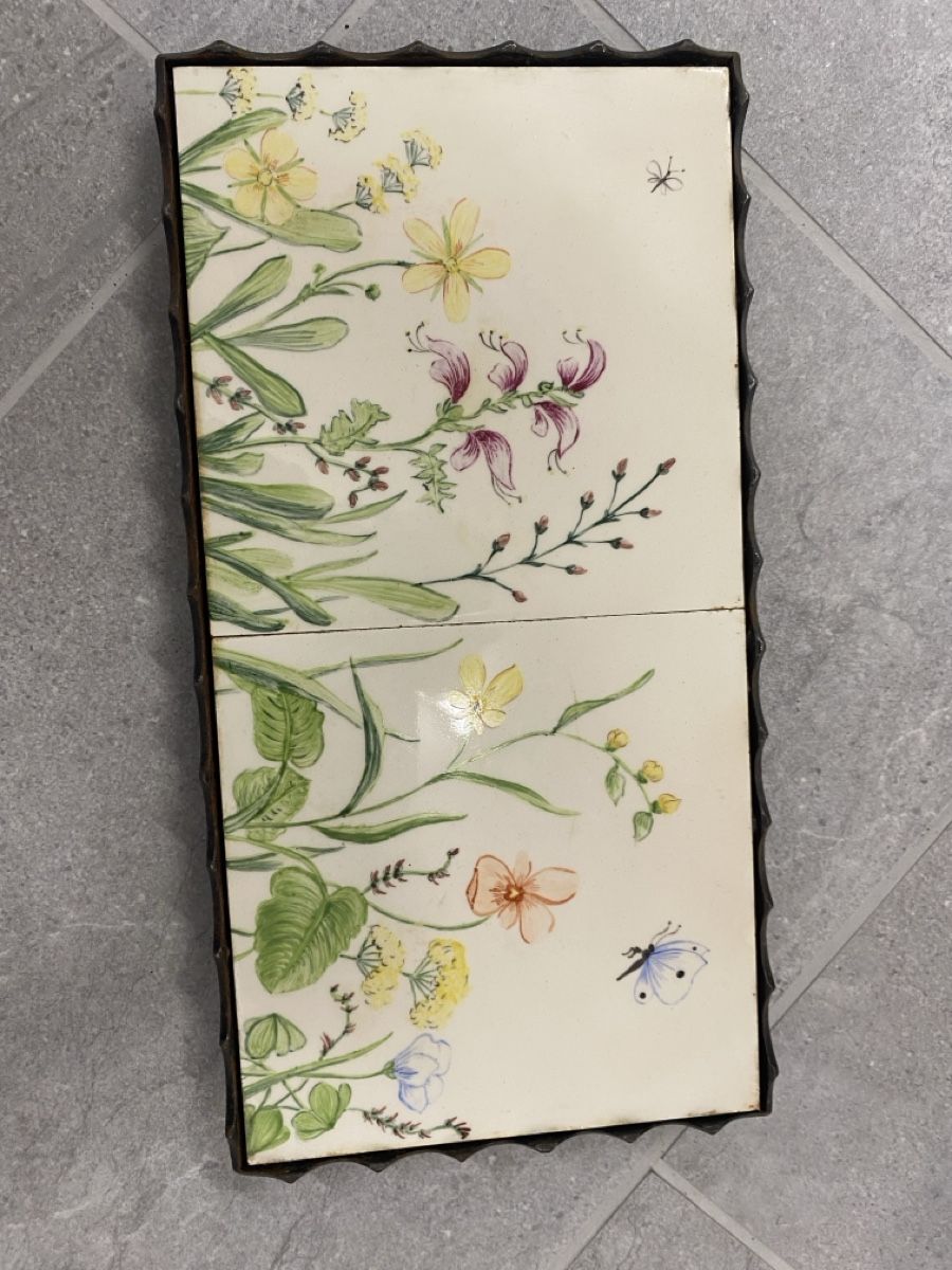 Untersetzer: Vintage Topfuntersetzer mit Blumenmuster, Keramik – Gebraucht aus Effretikon von S_55