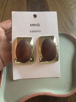 Ohrringe Mango goldfarben Holz Optik neu mit Etikett