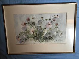 "Schönes Aquarell, Blumenbild, gerahmt, signiert" E. Kägi
